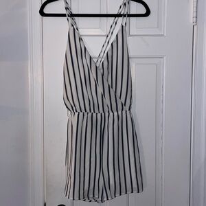 Maronie - Vanilla Sky Boutique white and navy blue stripe ROMPER